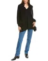 Amicale Cashmere Fringe Cashmere Poncho In Black
