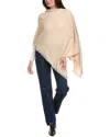 Amicale Cashmere Fringe Jersey Asymmetrical Cashmere Poncho In Gray