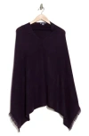 Amicale Cashmere Fringe Poncho In Dark Purple