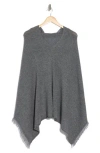 Amicale Cashmere Fringe Poncho In Medium Grey