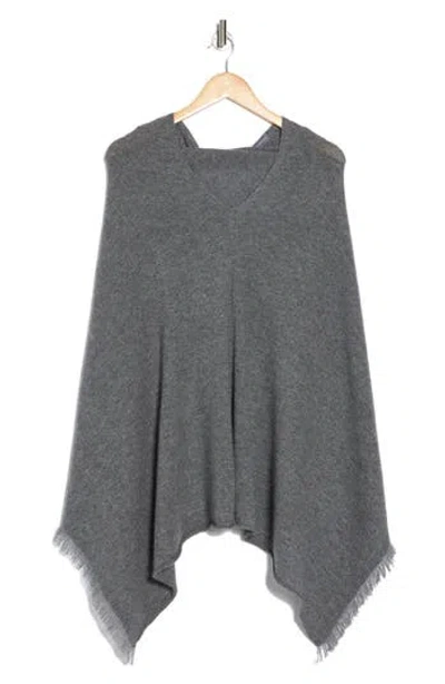 Amicale Cashmere Fringe Poncho In Medium Grey