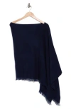 Amicale Cashmere Fringe Poncho In Navy