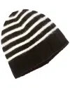 Amicale Cashmere Fuzzy Stripe Cashmere Beanie In Black
