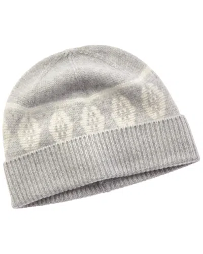 Amicale Cashmere Geo Marl Fairisle Cashmere Beanie In Grey