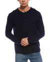 Amicale Cashmere Henley Cashmere Sweater In Blue