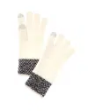 Amicale Cashmere Herringbone Cuff Cashmere Gloves In White