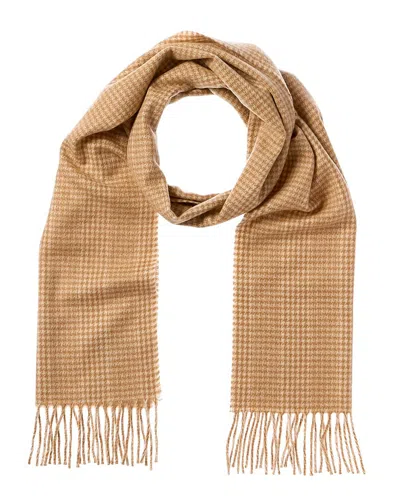 Amicale Cashmere Houndstooth Cashmere Scarf In Gold