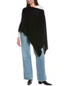 Amicale Cashmere Jersey Asymmetrical Cashmere Poncho In Black