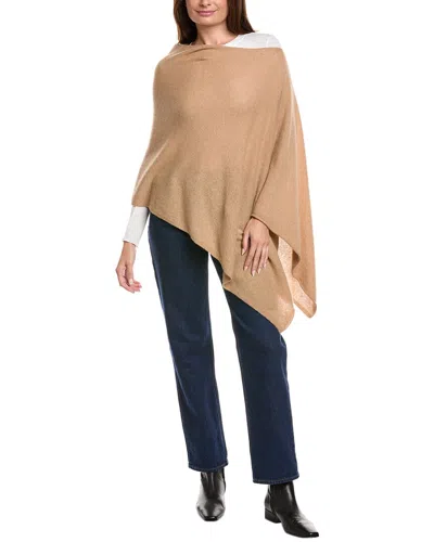 Amicale Cashmere Jersey Asymmetrical Cashmere Poncho In Brown