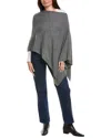 Amicale Cashmere Jersey Asymmetrical Cashmere Poncho In Gray