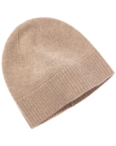 Amicale Cashmere Jersey Cashmere Beanie In Brown