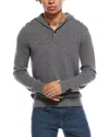 Amicale Cashmere Jersey Cashmere Henley Hoodie In Gray