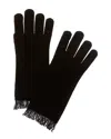 Amicale Cashmere Jersey Fringe Cashmere Gloves In Black