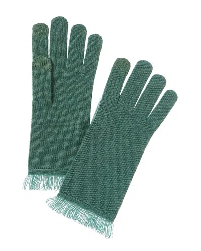 Amicale Cashmere Jersey Fringe Cashmere Gloves In Green
