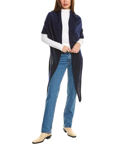 Amicale Cashmere Jersey Triangle Cashmere Wrap In Blue