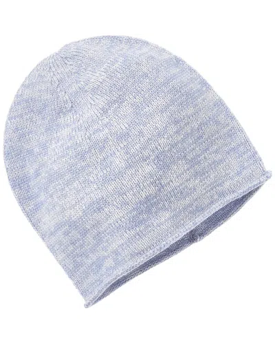 Amicale Cashmere Knit 2-tone Cashmere Beanie In Blue