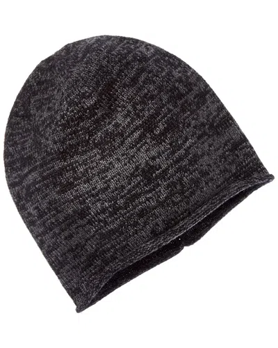 Amicale Cashmere Knit 2-tone Cashmere Beanie In Black