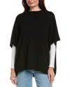Amicale Cashmere Knit Crewneck Cashmere Poncho In Animal Print