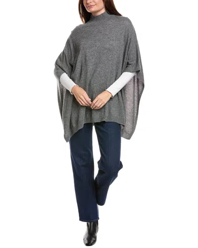 Amicale Cashmere Knit Funnel Neck Cashmere Poncho In Grey