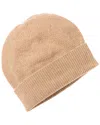Amicale Cashmere Knit Moss Stitch Cuffed Cashmere Hat In Gold