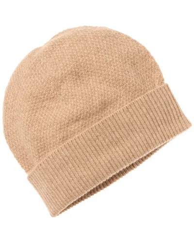 AMICALE CASHMERE AMICALE CASHMERE KNIT MOSS STITCH CUFFED CASHMERE HAT