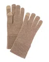 Amicale Cashmere Knit Shaker Rib Cuff Cashmere Tech Gloves In Brown