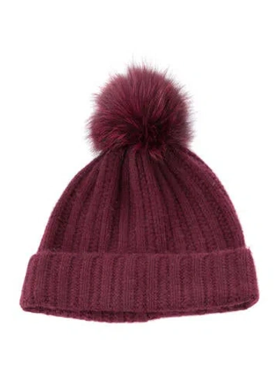 Pre-owned Amicale Cashmere Knitted Beanie In Purple