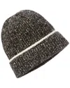 Amicale Cashmere Marl Chunky Rib Knit Cashmere Hat In Black