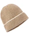 Amicale Cashmere Marl Chunky Rib Knit Cashmere Hat In Brown