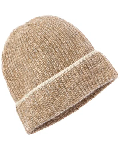 Amicale Cashmere Marl Chunky Rib Knit Cashmere Hat In Brown