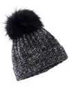 Amicale Cashmere Marl Ladderstitch Cashmere Hat In Black