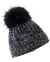 Amicale Cashmere Marl Ladderstitch Cashmere Hat In Black