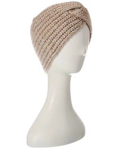 Amicale Cashmere Marl Shaker Rib Twist Cashmere Headband In Neutral