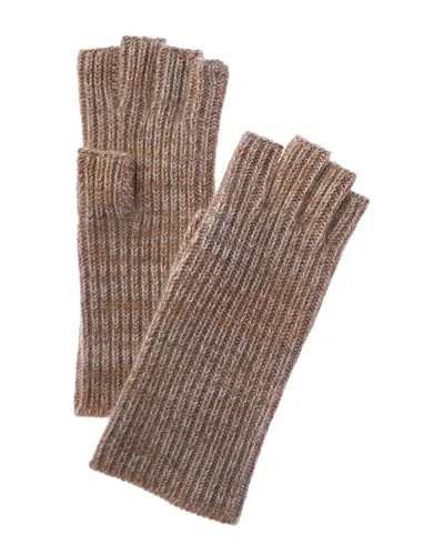 Amicale Cashmere Marled Cashmere Fingerless Glove In Brown