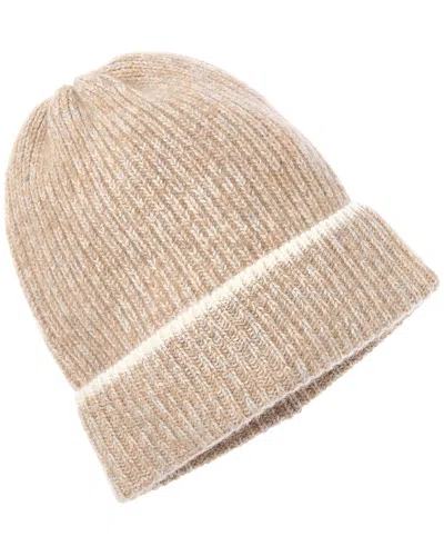 Amicale Cashmere Marled Chunky Rib Knit Cashmere Hat In Neutral