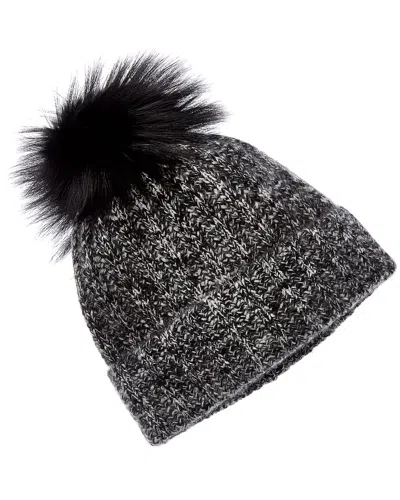 Amicale Cashmere Marled Rib Cashmere Hat In Gray