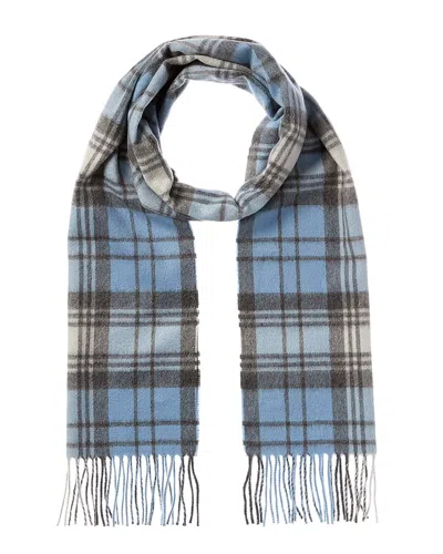 Amicale Cashmere Modern Tartan Cashmere Scarf In Blue
