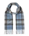Amicale Cashmere Modern Tartan Cashmere Scarf In Blue