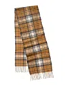 Amicale Cashmere Modern Tartan Cashmere Scarf In Brown