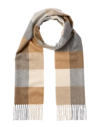 Amicale Cashmere New Buffalo Check Cashmere Scarf In Grey