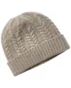 Amicale Cashmere New Cable Cuffed Cashmere Hat In Grey