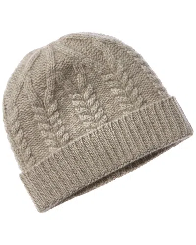 Amicale Cashmere New Cable Cuffed Cashmere Hat In Grey