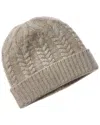 Amicale Cashmere New Cable Cuffed Cashmere Hat In Grey