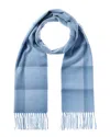 Amicale Cashmere Ombre Grid Cashmere Scarf In Blue