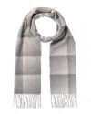 Amicale Cashmere Ombre Grid Cashmere Scarf In Grey