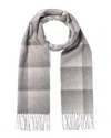 Amicale Cashmere Ombre Grid Cashmere Scarf In Grey