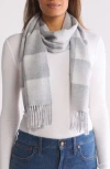 Amicale Cashmere Ombre Grid Cashmere Scarf In Grey Multi