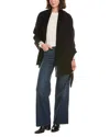 Amicale Cashmere Plain Weave Solid Cashmere Wrap In Black