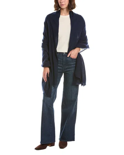 Amicale Cashmere Plain Weave Solid Cashmere Wrap In Blue
