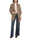 Amicale Cashmere Plain Weave Solid Cashmere Wrap In Brown
